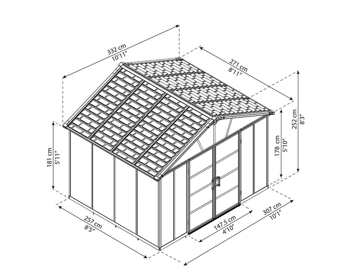 Multi-Function Polycarbonate Yukon Shed, 11x9-ft T6B5 - product image 8