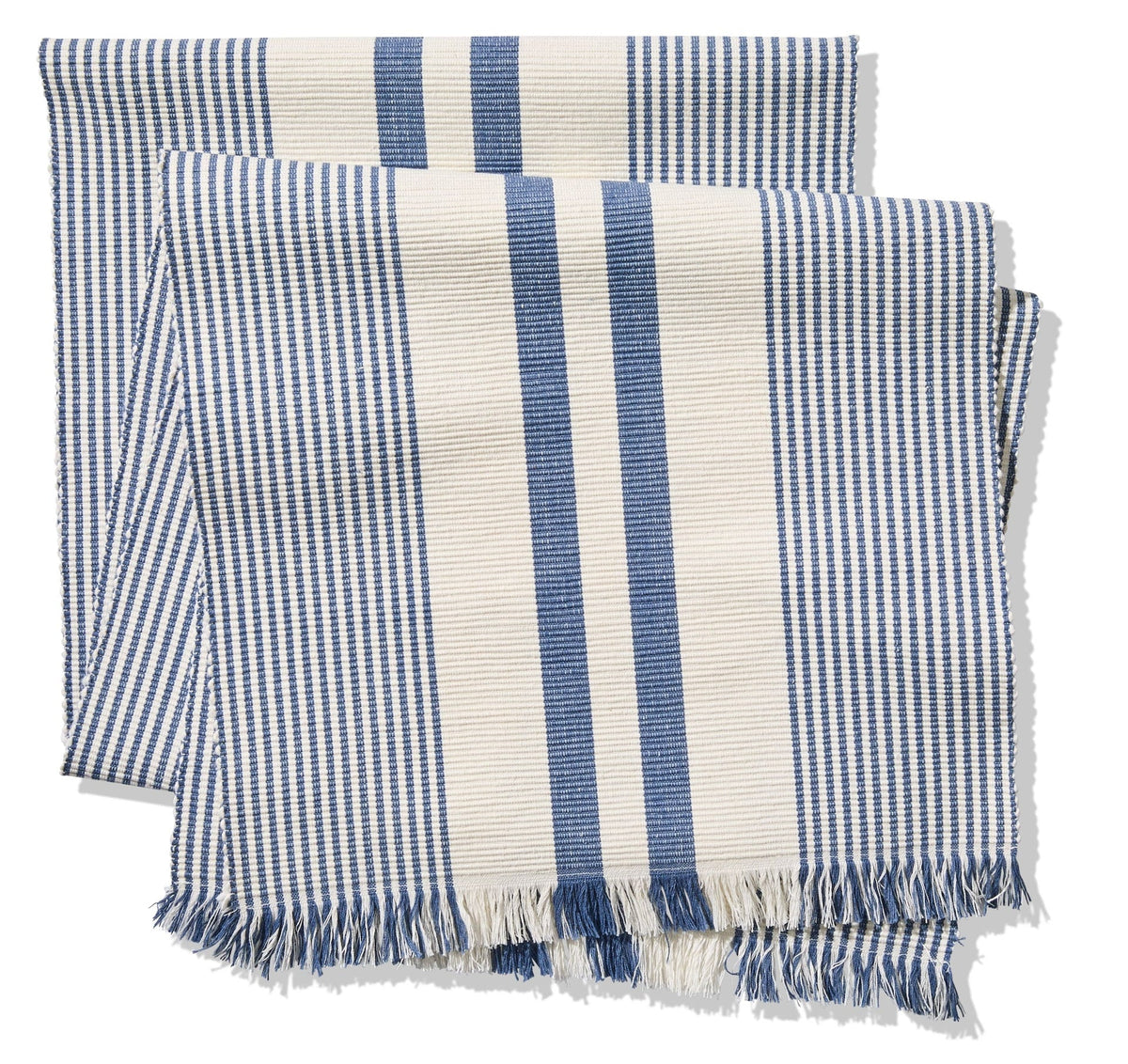 Blue Ribbed Rectangular Cotton Table Runner, 84-in x 15-in V4V7 - product image 1