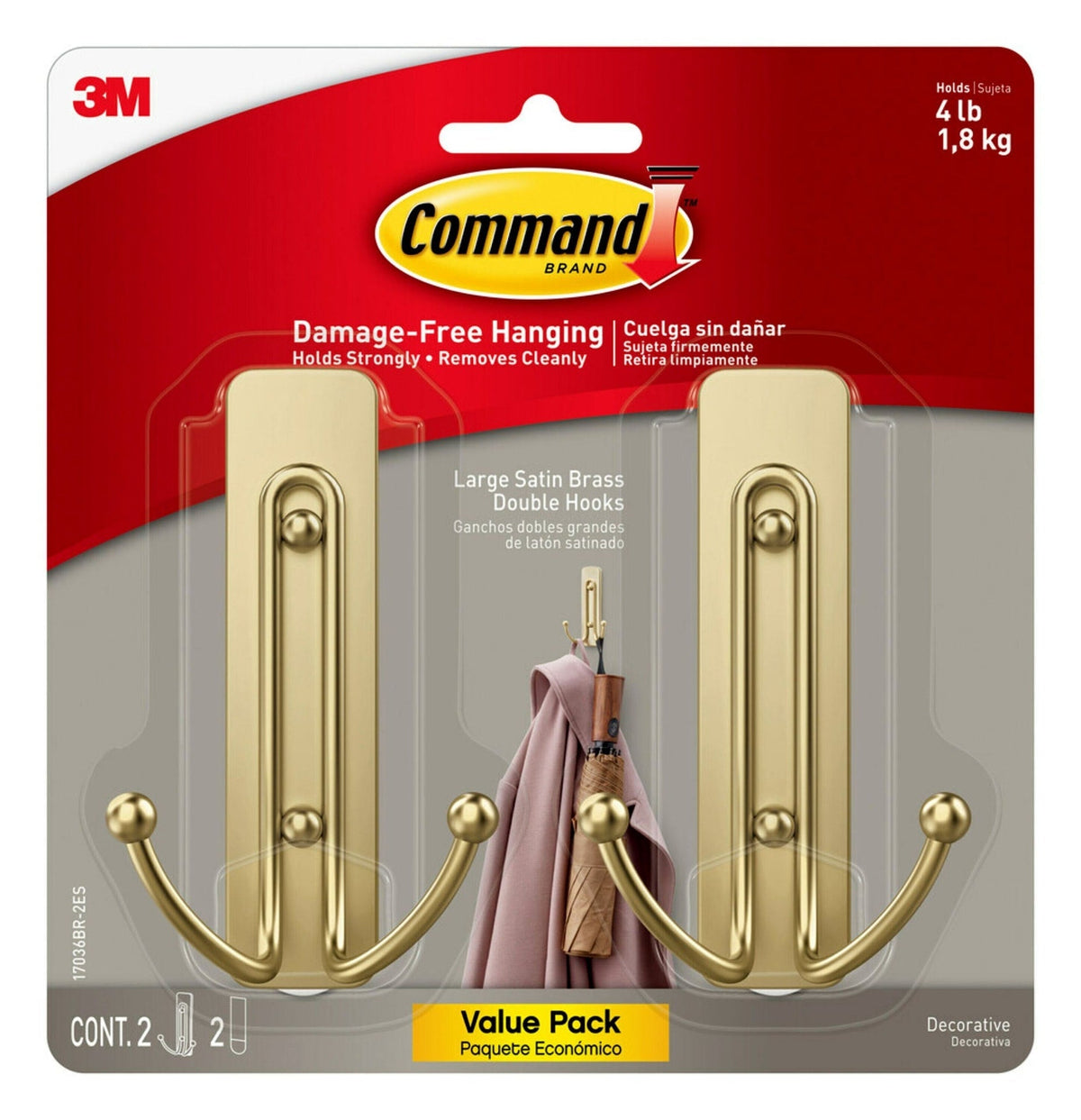 Large Satin Brass Hooks C8F9 - product image 1
