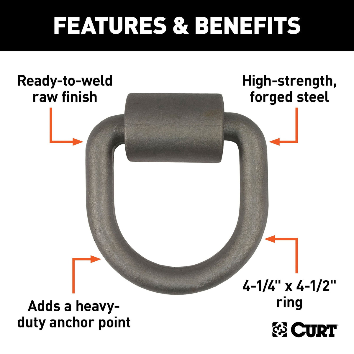 83750 3 x 3-in Weld-On Tie-Down D-Ring (6,100 lbs, Raw Steel) D9S1 - product image 2