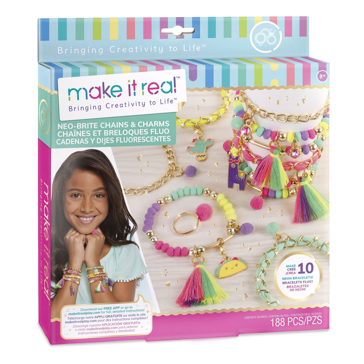 Customizable Friendship Bracelete & Charms, Multi-Coloured, 188-pk, for Arts & Crafts/Birthday Favour P3W3 - product image 1