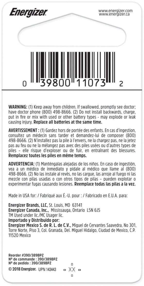 Silver Oxide 1-pk 390/389 LR1130 AG10 1.5V / 1.5 Volt Button Cell Battery W1I8 - product image 2