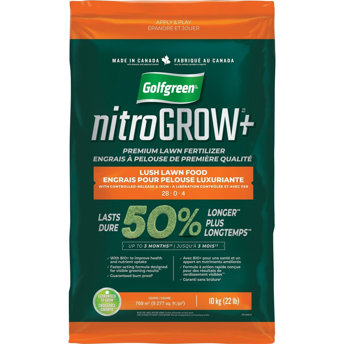 Nitrogrow+ Premium Nitrogen Enriched Lush Lawn Fertilizer, 28-0-4, 10kg W6U1 - product image 2