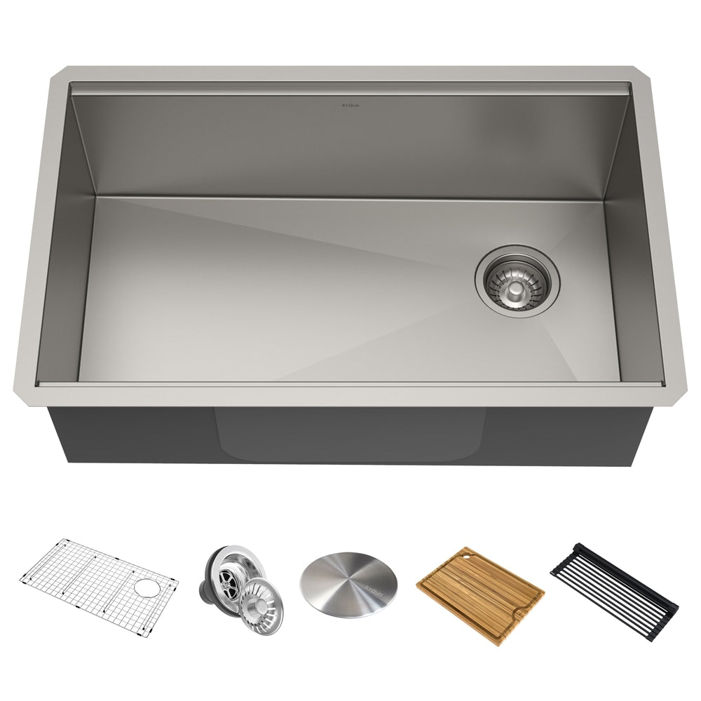 Kore Undermount Stainless Steel Single Bowl Kitchen Sink with Add-Ons, 32x19x11-in O2K8 - product image 1