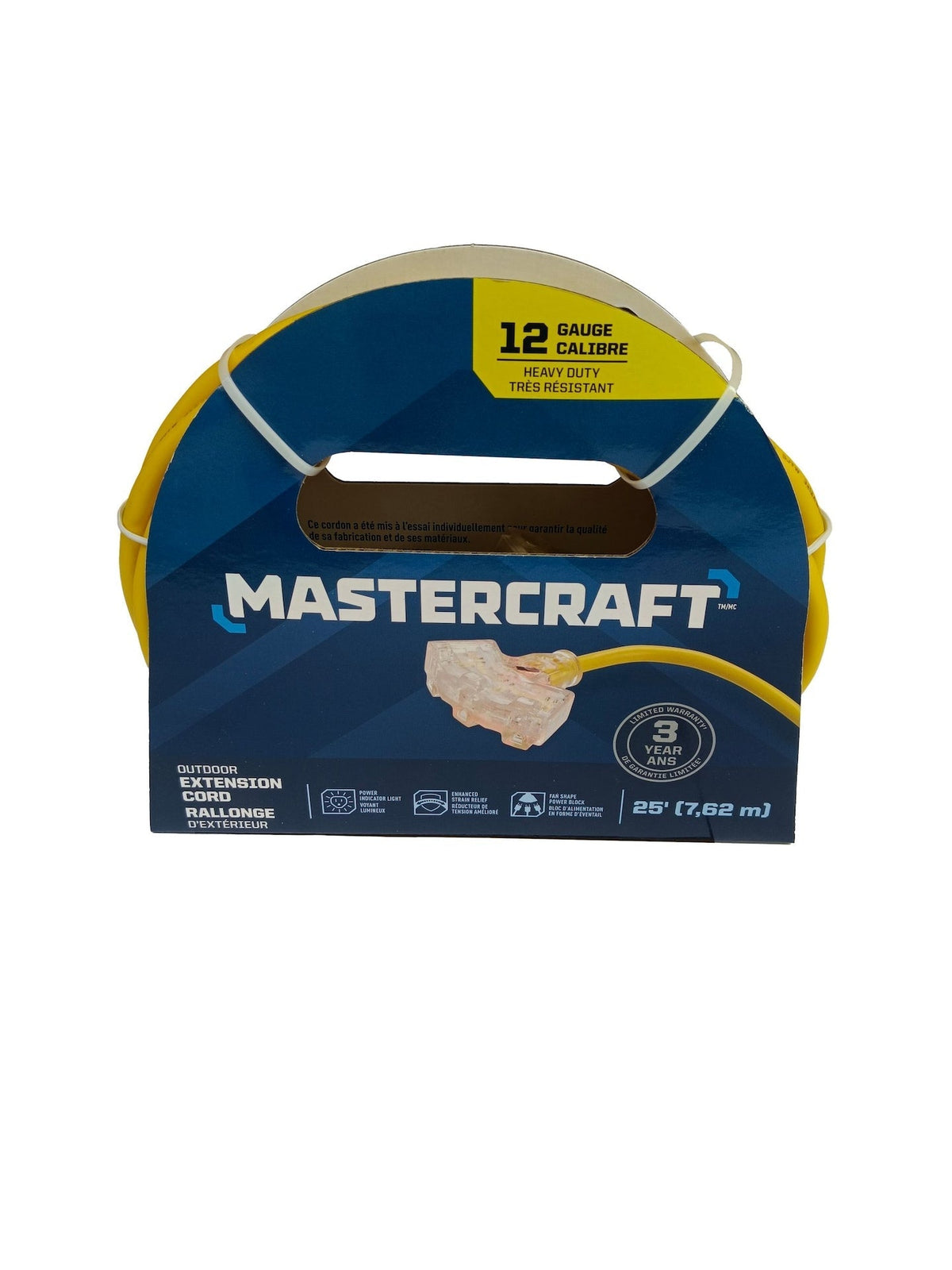 25-ft Outdoor 12 Gauge Extension Cord with Fantail End, Yellow N9V8 - product image 1