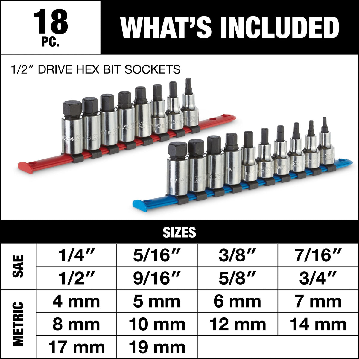 1/2-in Drive Hex Bit Socket Set, 18-pc A7F5 - product image 3