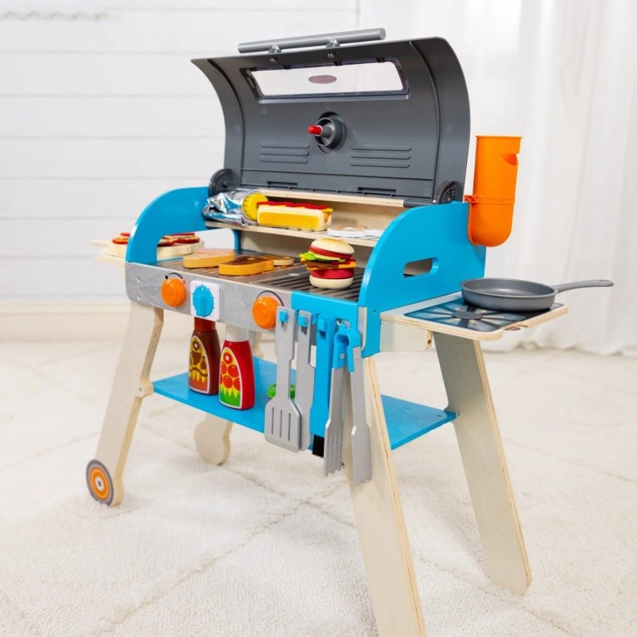 Wooden Deluxe Barbecue Grill, Smoker and Pizza Oven Playset, Ages 3+ J2P5 - product image 2