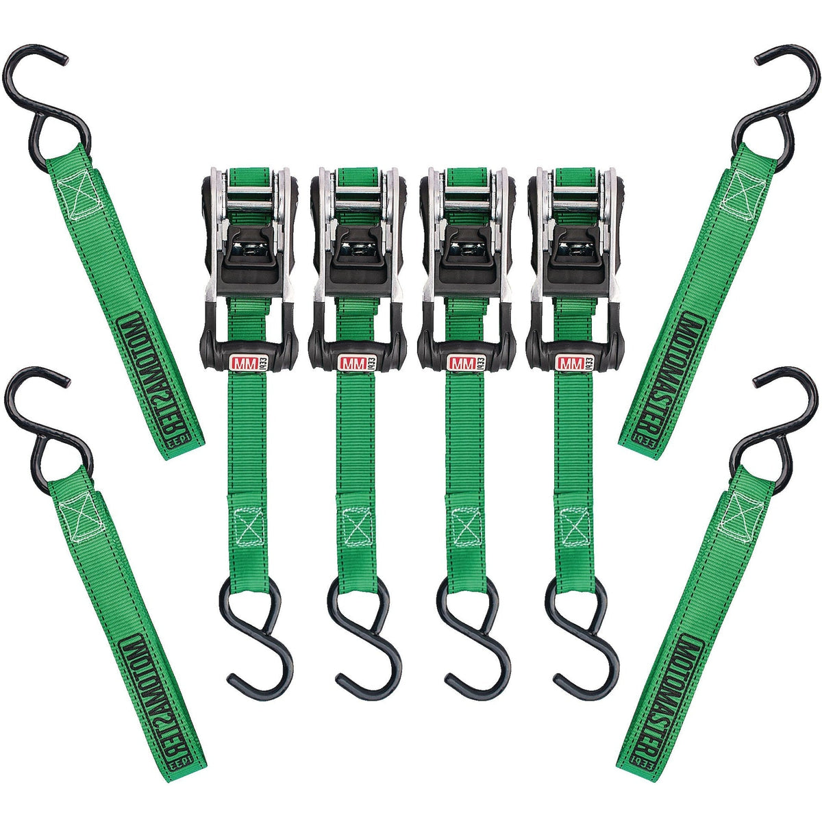 1,500-lb Ratchet Tie Down, with Padded D-Handle, 1-in x 14-ft, 4-pk, Green R1A0 - product image 2