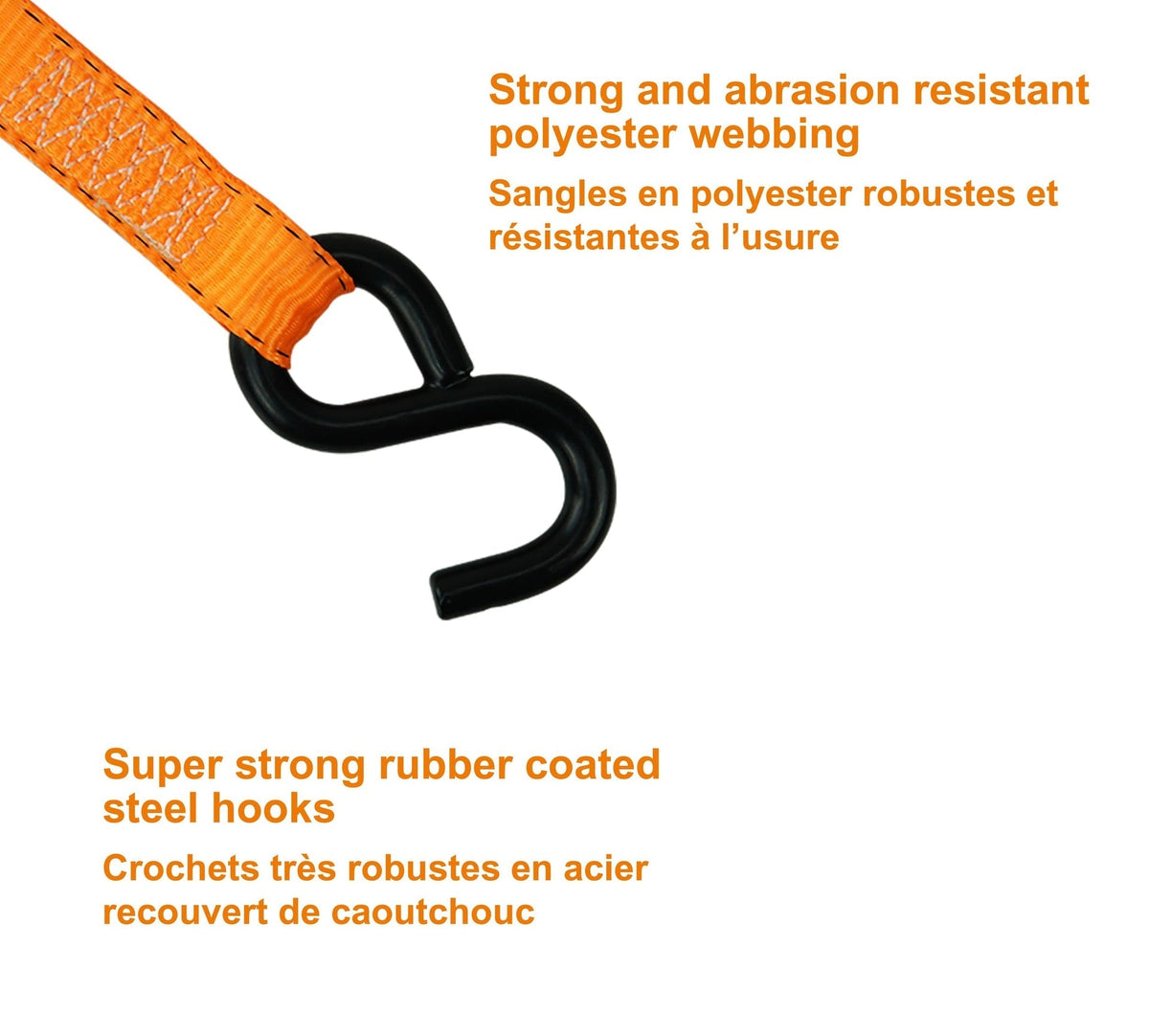 3,000-lb Padded Handle Ratchet Tie Down Straps, 1.25-in x 10-ft, 2-pk X3K5 - product image 4