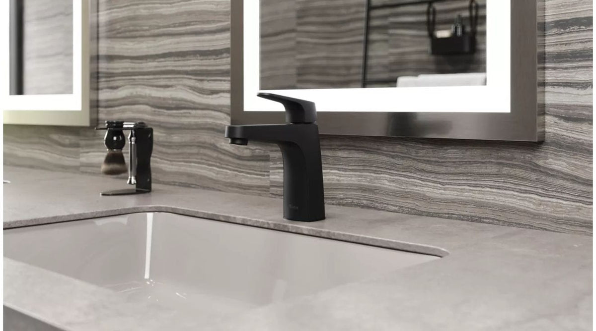 Matlock Single Handle High Arc Single Hole 4-in Centreset Bathroom Sink Faucet, Push & Seal Drain, Matte Black G7P5 - product image 4