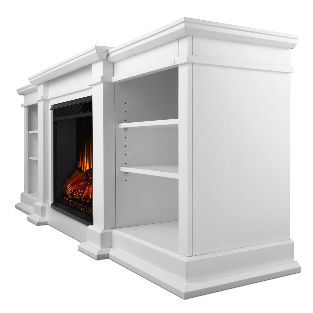 Flame Fresno Electric Media Indoor Electric Fireplace TV Stand, 72-in, 1500W, White U2F4 - product image 2