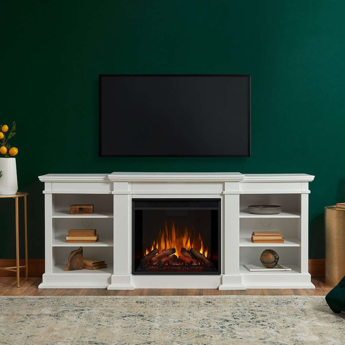 Flame Fresno Electric Media Indoor Electric Fireplace TV Stand, 72-in, 1500W, White U2F4 - product image 7