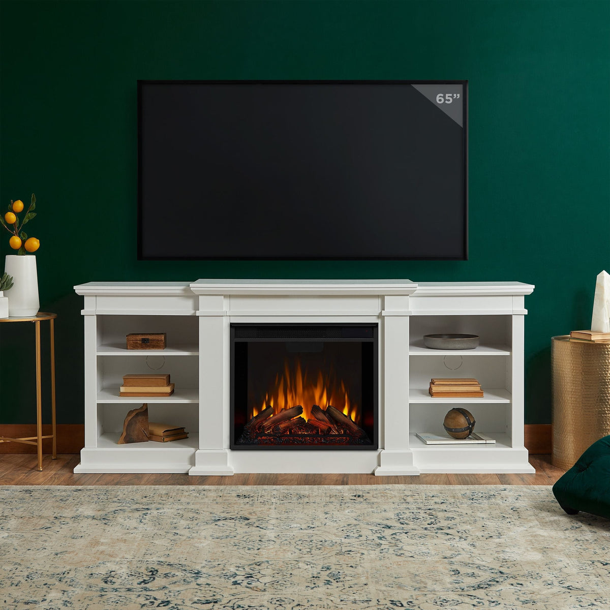 Flame Fresno Electric Media Indoor Electric Fireplace TV Stand, 72-in, 1500W, White U2F4 - product image 8