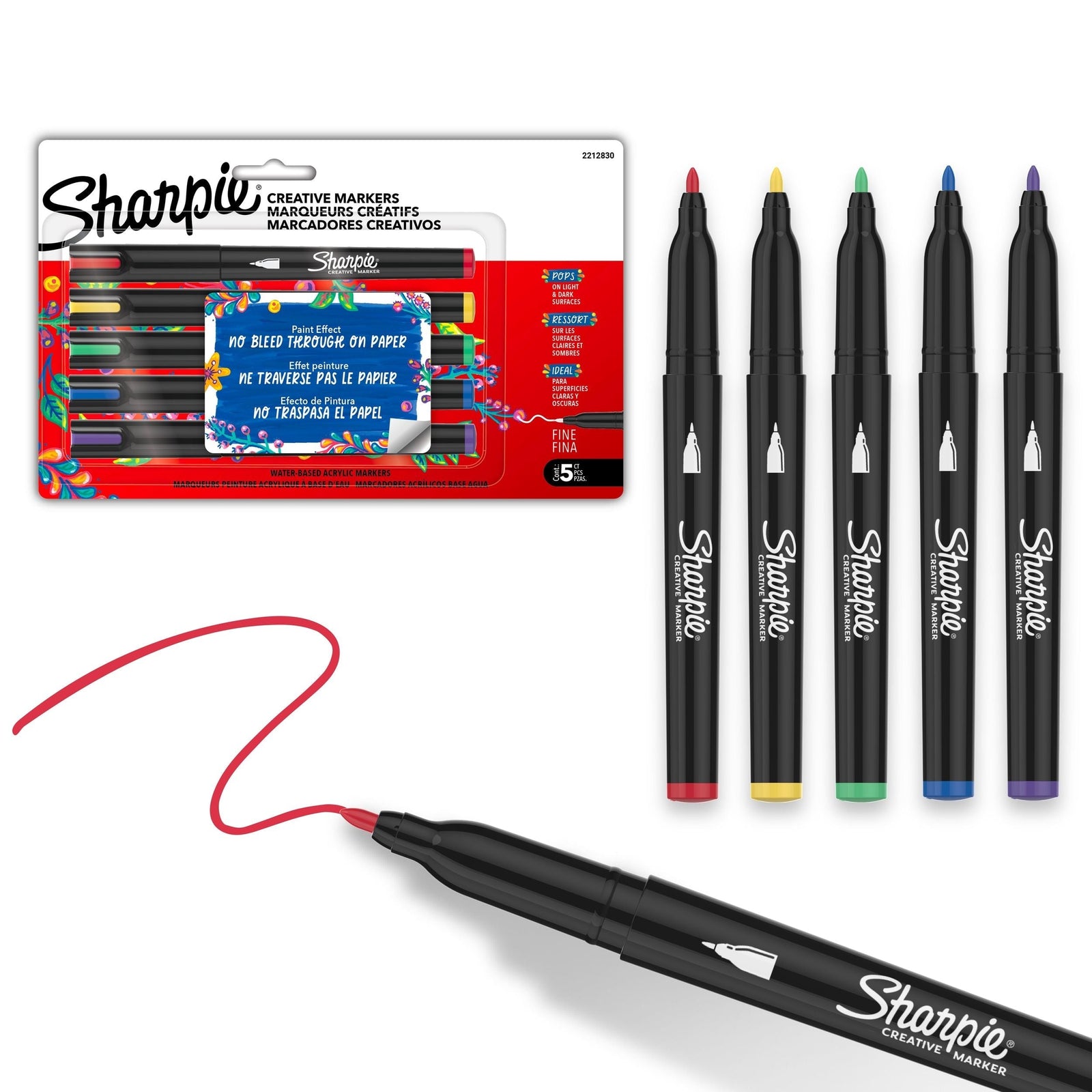 Creative Markers, Fine Tip, 5 Pieces, Assorted Colours S0Q2 - product image 1
