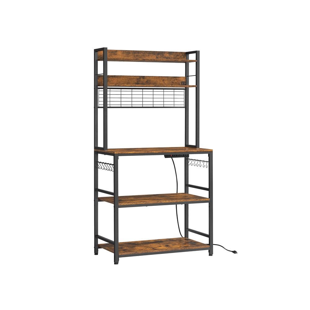 Home Rustic Brown Baker's Rack with Charging Station N8Q8 - product image 1