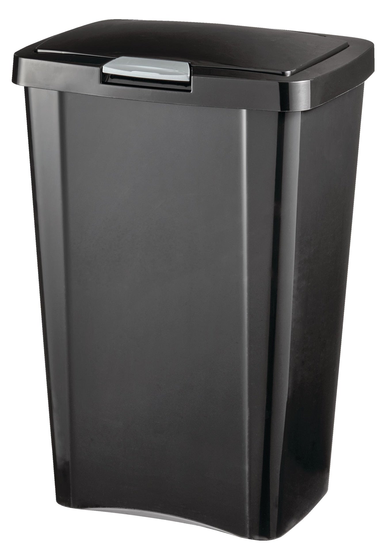 Plastic Rectangular Springloaded Touch Top Garbage Can, Black, 49-L F7V1 - product image 1
