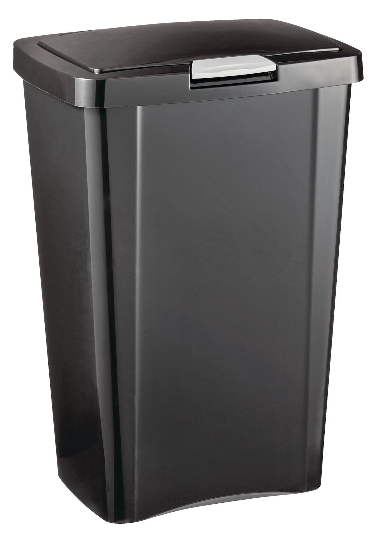 Plastic Rectangular Springloaded Touch Top Garbage Can, Black, 49-L F7V1 - product image 2