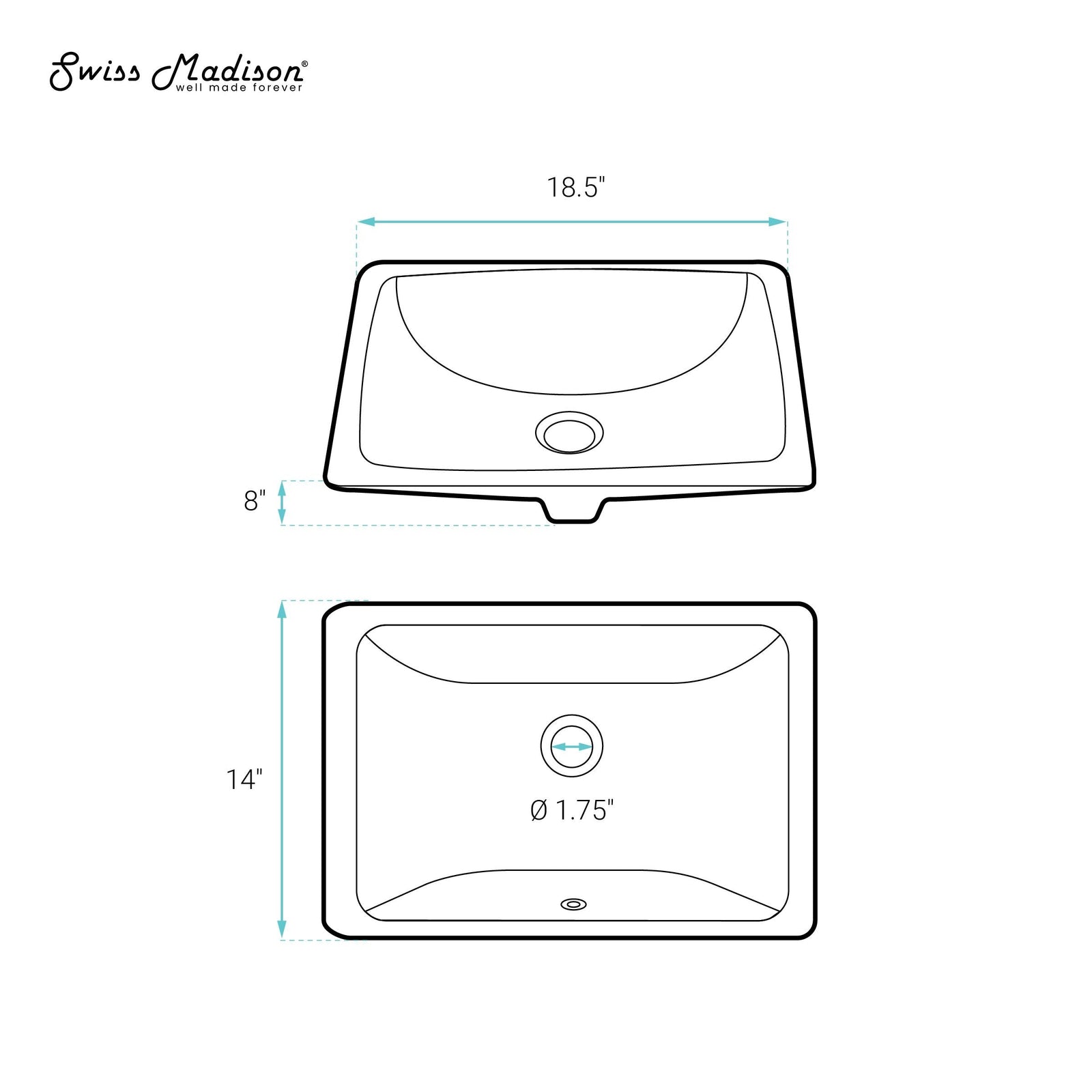 Plaisir 18.5 Rectangular Under-Mount Bathroom Sink K8B3 - product image 7