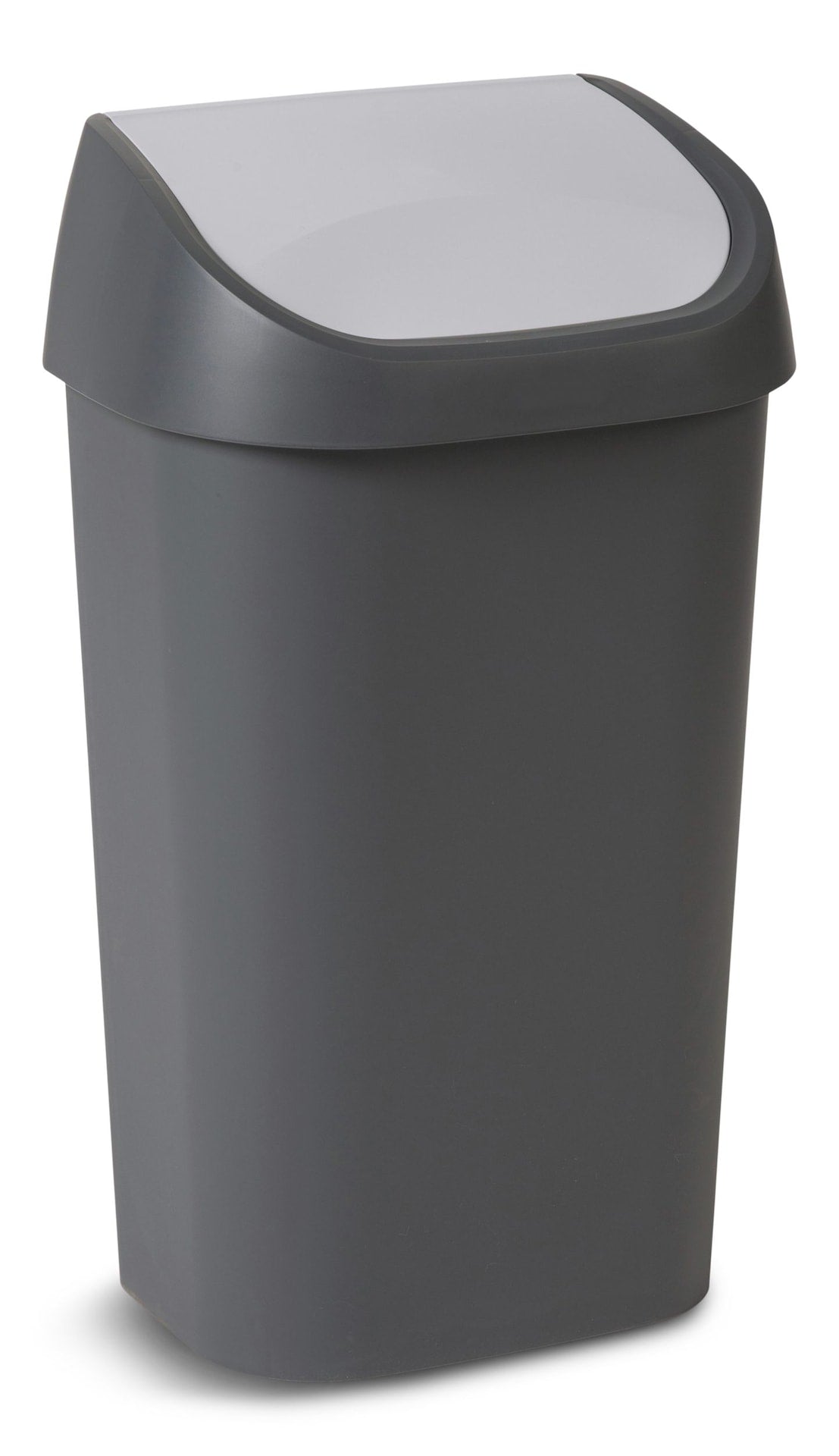 type A Plastic Rectangular Swing Lid Garbage Can, Black/Grey, 50-L W8U6 - product image 2