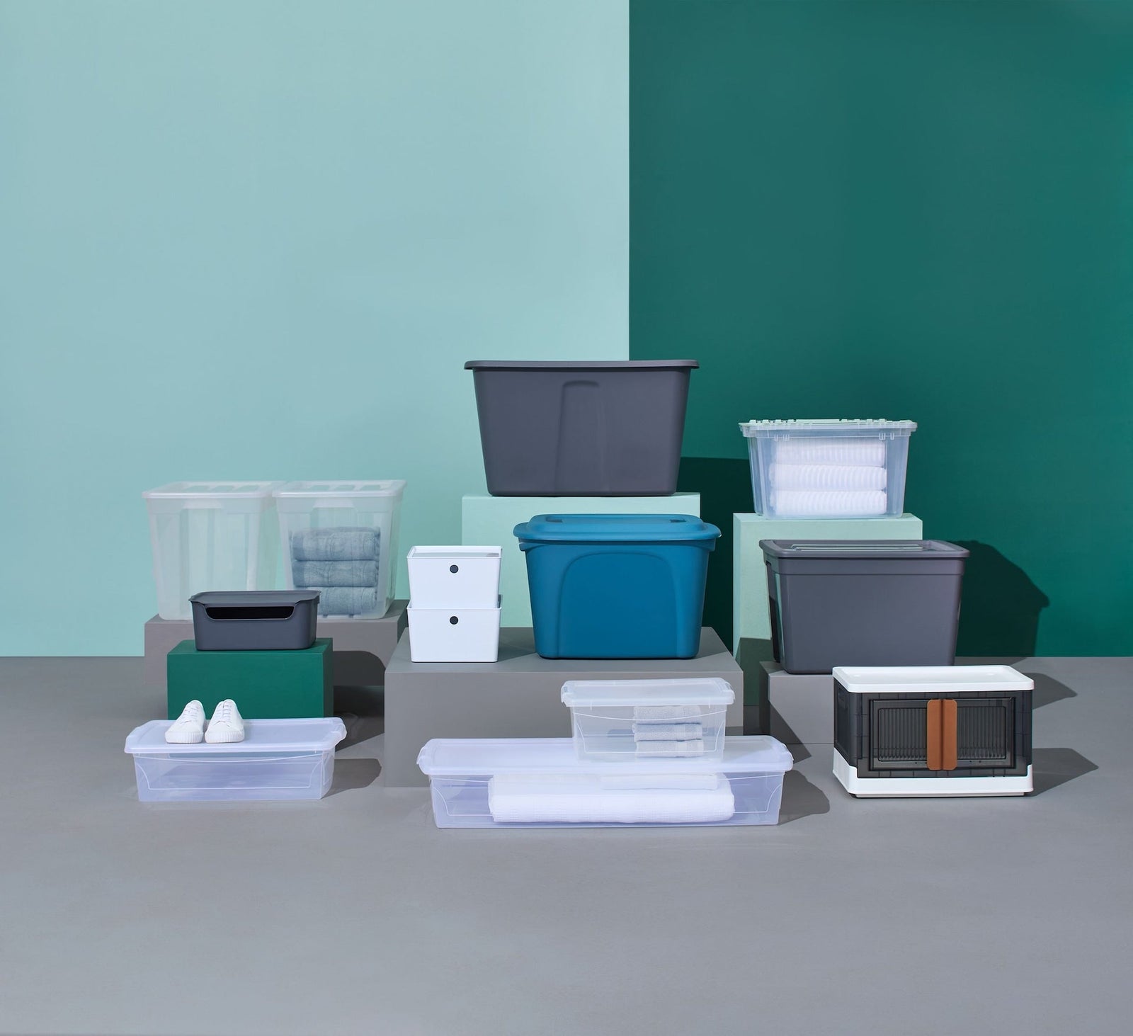 type A Restore Stackable Nesting Storage Box with Lid, 121-L, Grey U4N3 - product image 3