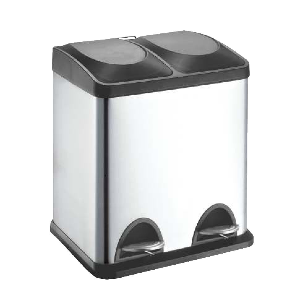 type A Stainless Steel Rectangular 2-Compartment Garbage Can, 2 x 15-L L2B2 - product image 1