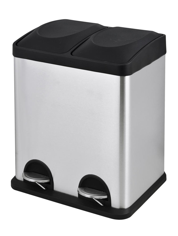 type A Stainless Steel Rectangular 2-Compartment Garbage Can, 2 x 15-L L2B2 - product image 3