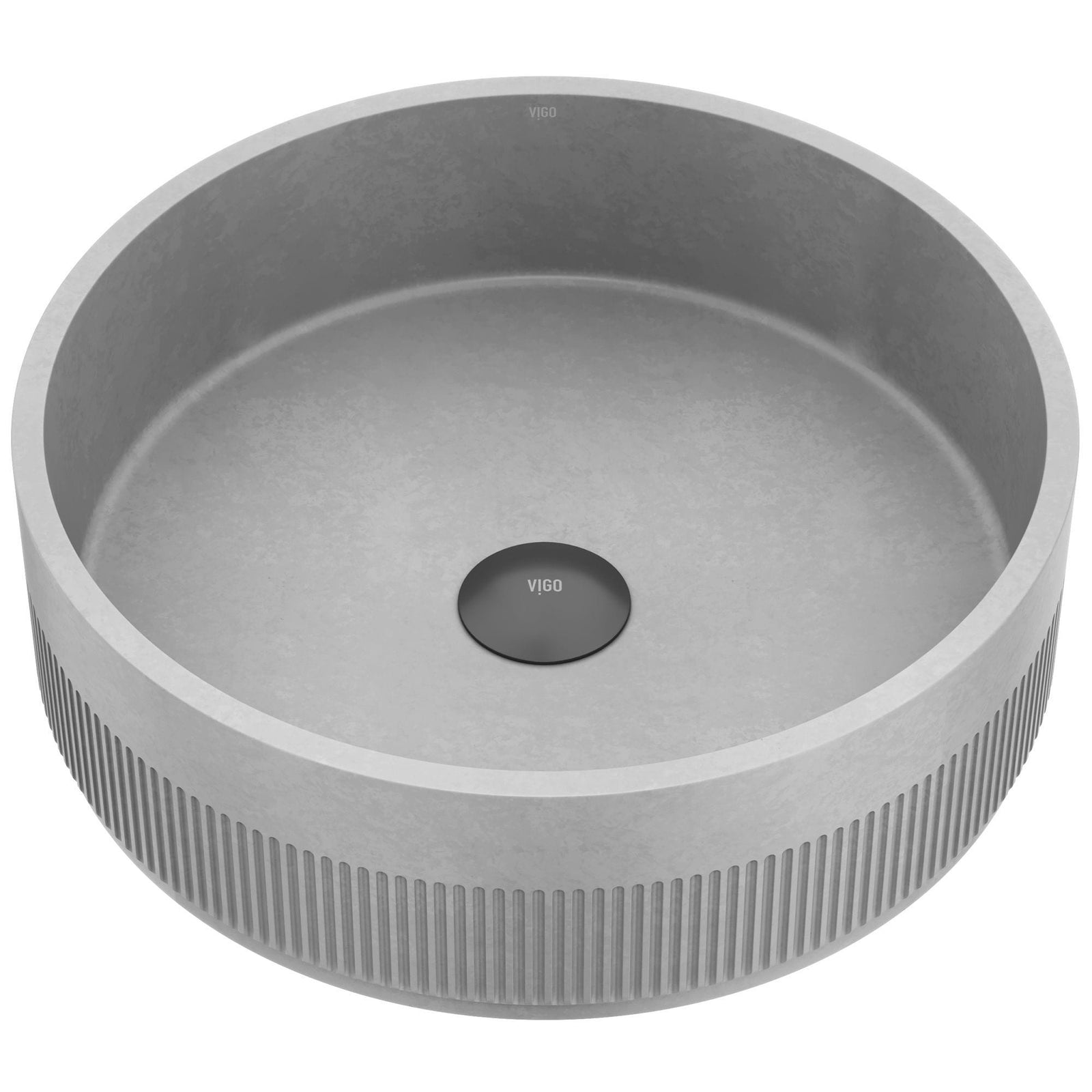 Cypress ConcretoStone 16-in Deep Grey Bathroom Sink/Basin with Round Fluted Vessel O8D4 - product image 1