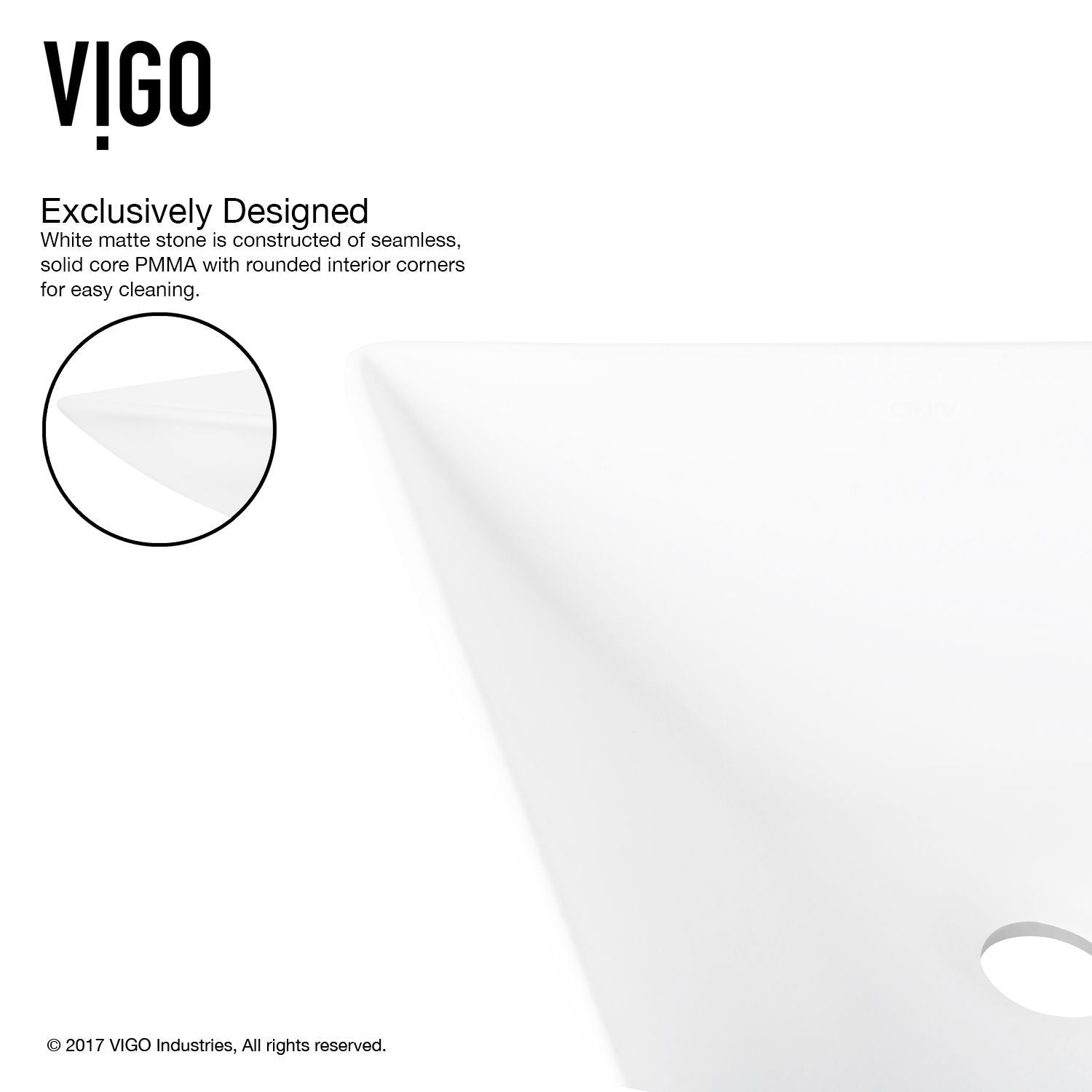 Hibiscus MatteStone White Bathroom Sink/Basin Set with Niko Faucet and Square Composite Vessel Y6G0 - product image 3