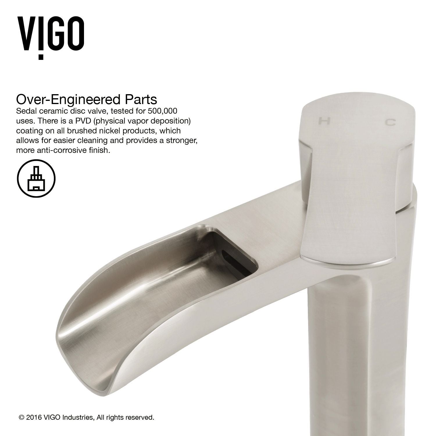 Hibiscus MatteStone White Bathroom Sink/Basin Set with Niko Faucet and Square Composite Vessel Y6G0 - product image 4