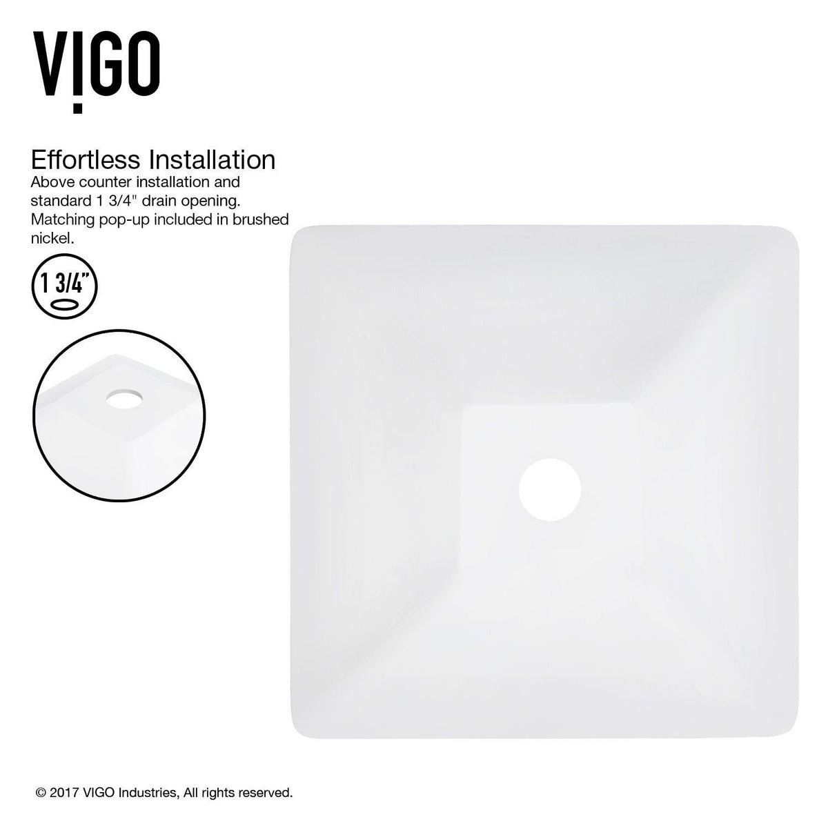 Hibiscus MatteStone White Bathroom Sink/Basin Set with Niko Faucet and Square Composite Vessel Y6G0 - product image 7