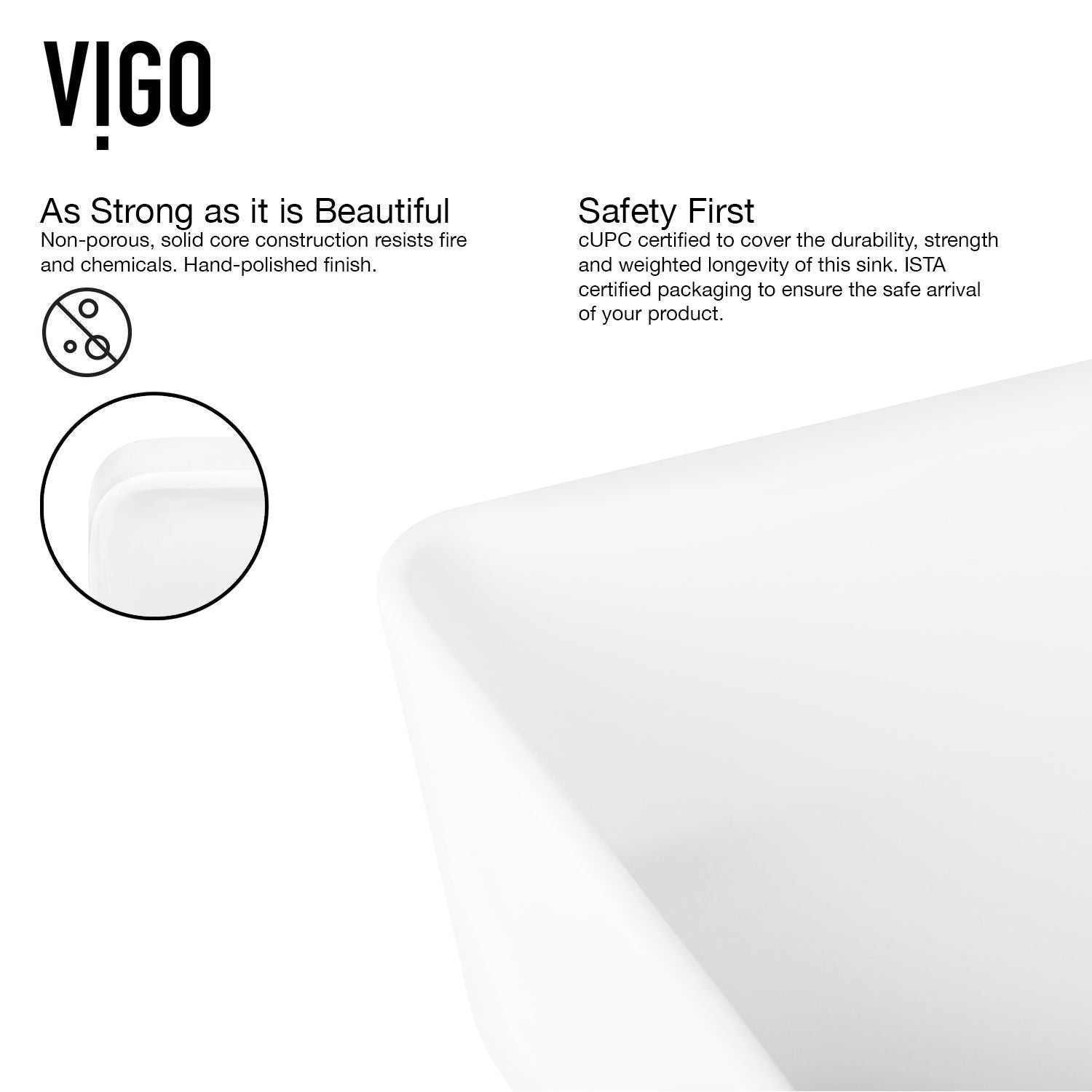 Marigold MatteStone Matte White Bathroom Sink/Basin Set with Norfolk Faucet and Rectangular Composite Vessel V5T4 - product image 3