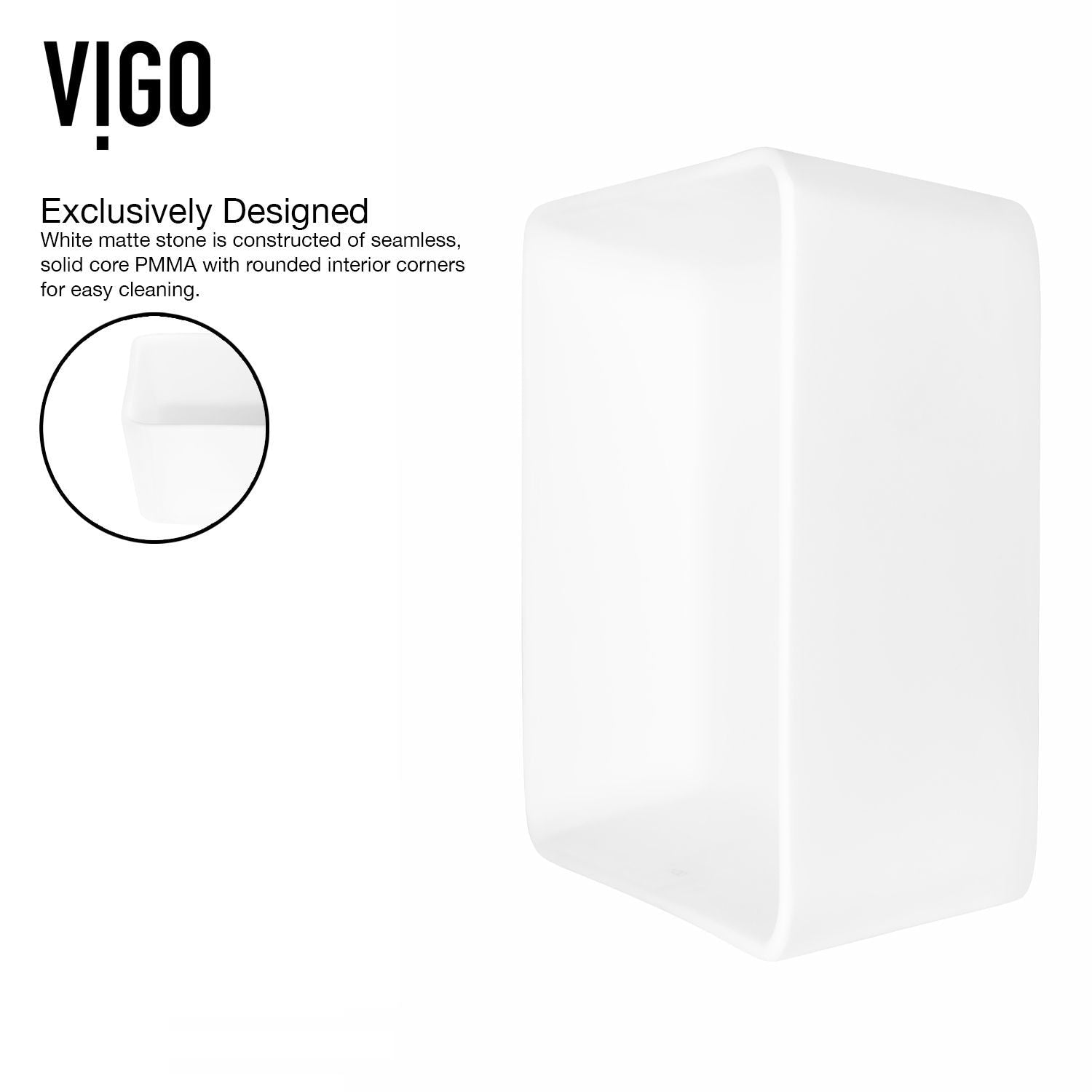 Marigold MatteStone Matte White Bathroom Sink/Basin Set with Norfolk Faucet and Rectangular Composite Vessel V5T4 - product image 5