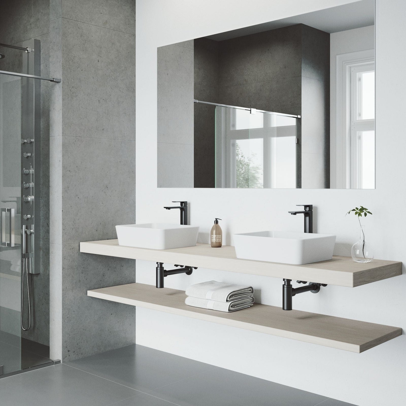 Marigold MatteStone Matte White Bathroom Sink/Basin Set with Norfolk Faucet and Rectangular Composite Vessel V5T4 - product image 8