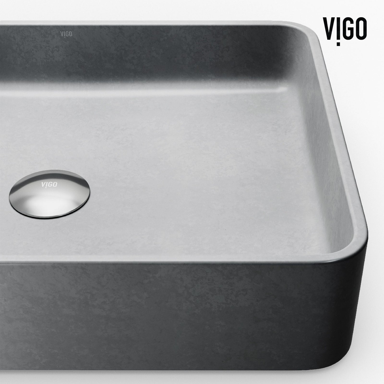 Tarragona Gothic ConcretoStone Grey Bathroom Sink/Basin Set with Dunn Faucet and Rectangular Vessel Q5G0 - product image 5
