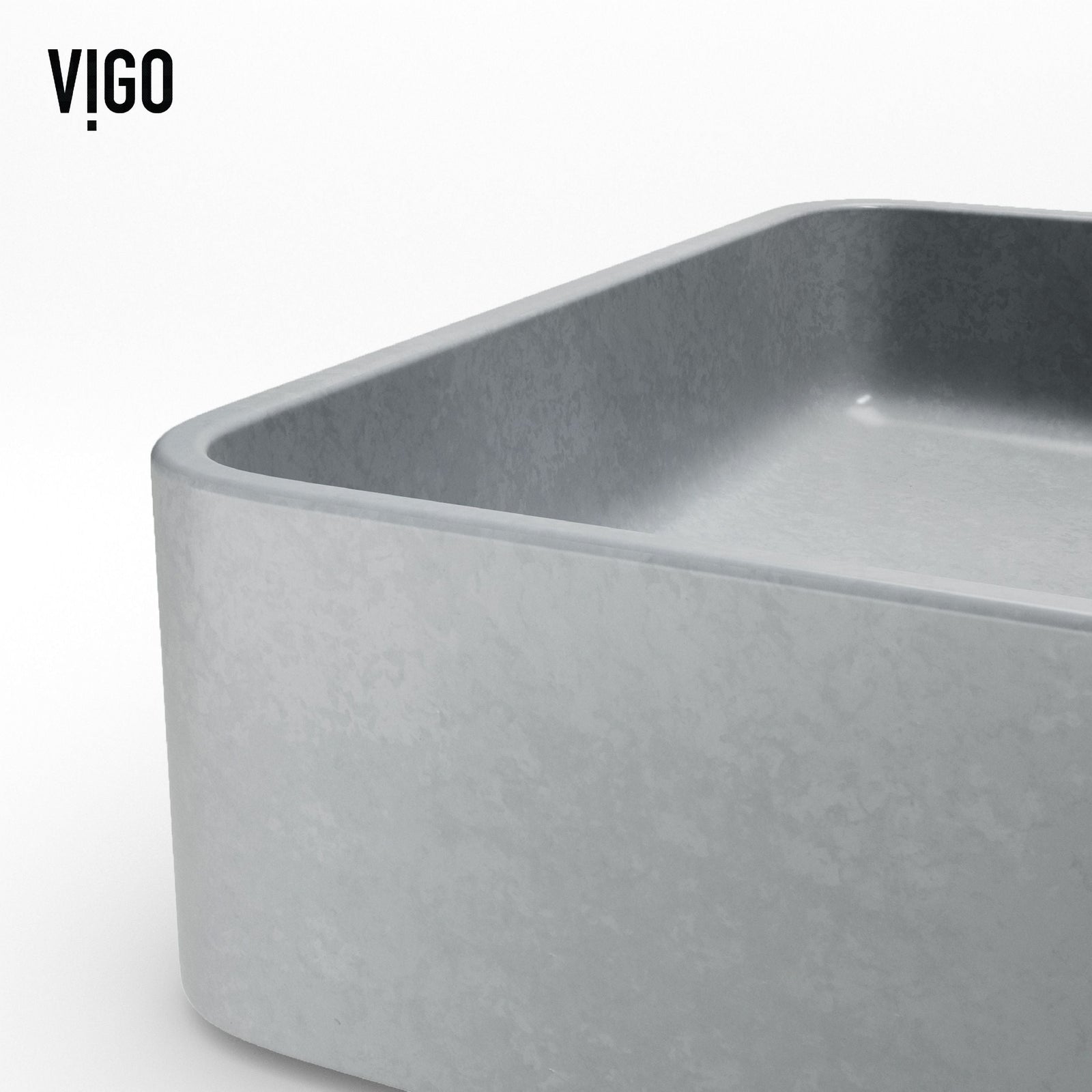 Tarragona Gothic ConcretoStone Grey Bathroom Sink/Basin Set with Dunn Faucet and Rectangular Vessel Q5G0 - product image 8