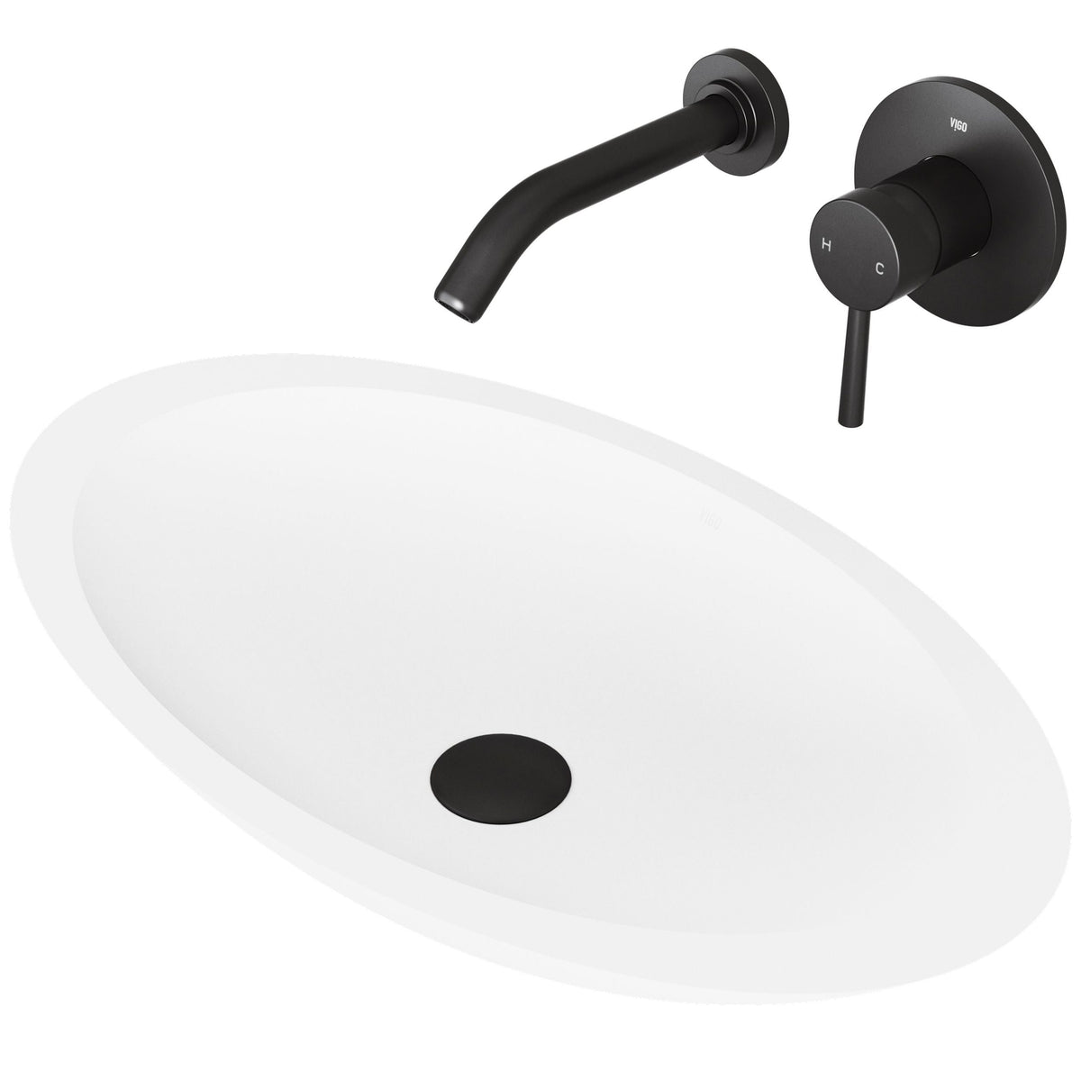 Wisteria White Bathroom Sink Set with Matte Black Olus Faucet R3T6 - product image 1