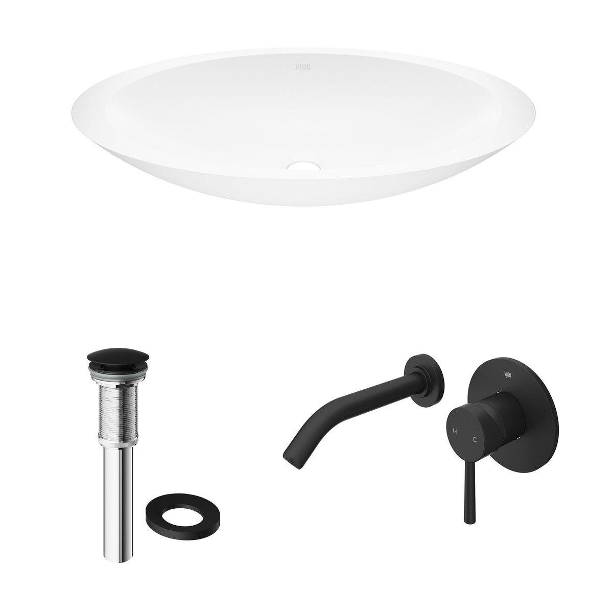 Wisteria White Bathroom Sink Set with Matte Black Olus Faucet R3T6 - product image 2