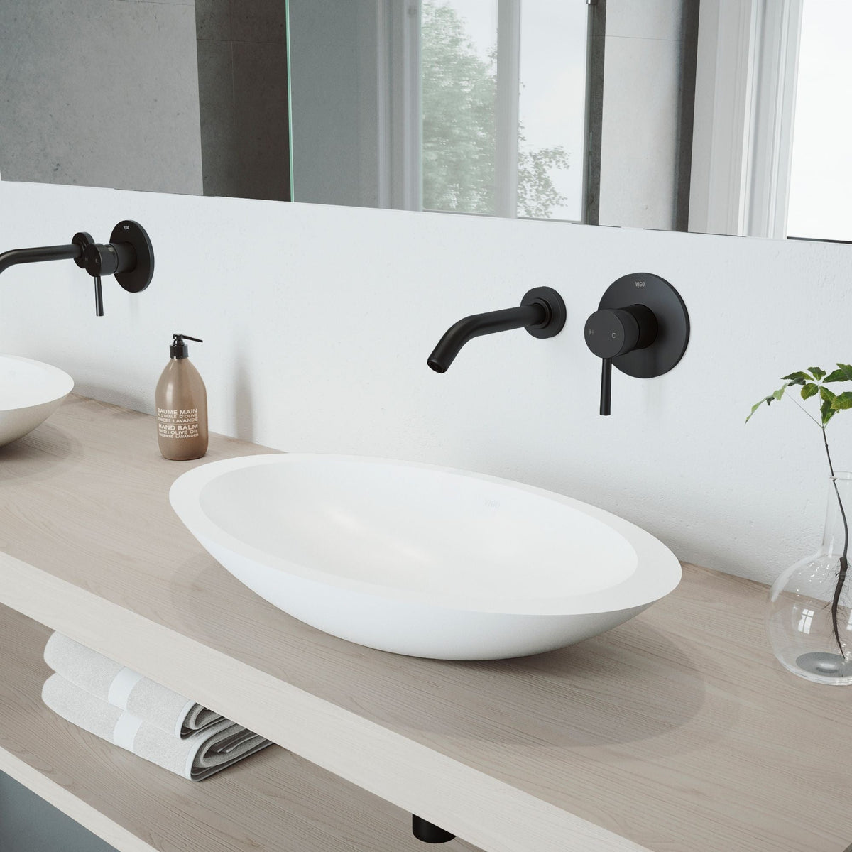 Wisteria White Bathroom Sink Set with Matte Black Olus Faucet R3T6 - product image 8