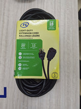 20' 16 Gauge 1-Tap Outdoor Extension Cord, Black I3I2 - product image 2