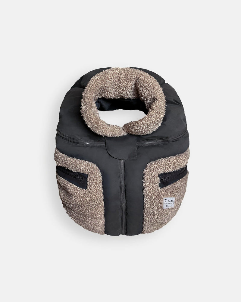 7AM Enfant Car Seat Cocoon - Black - Applique Oatmeal A2A8