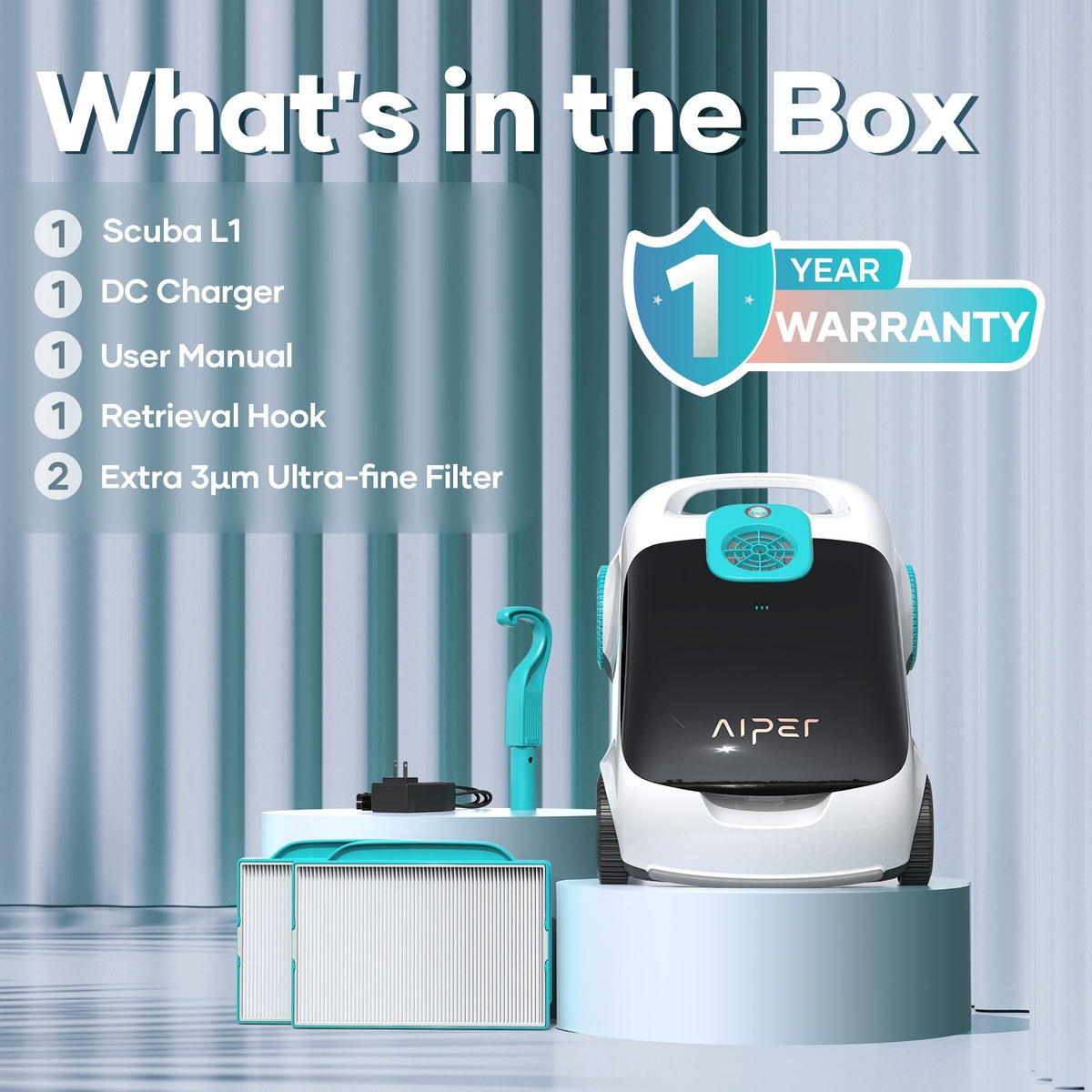 Scuba L1 Cordless Robotic Pool Cleaner, Tri-Motor, Advanced Filtration & Quick Drain, Ideal for Above-Ground Pools up to 1,100-sq.ft. Y0K4 - product image 5