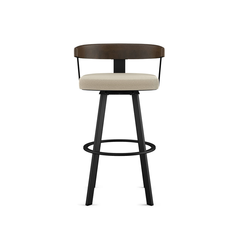 Lars Wood Swivel Bar Stool with Backrest, Black Frame, 30-in K5E0