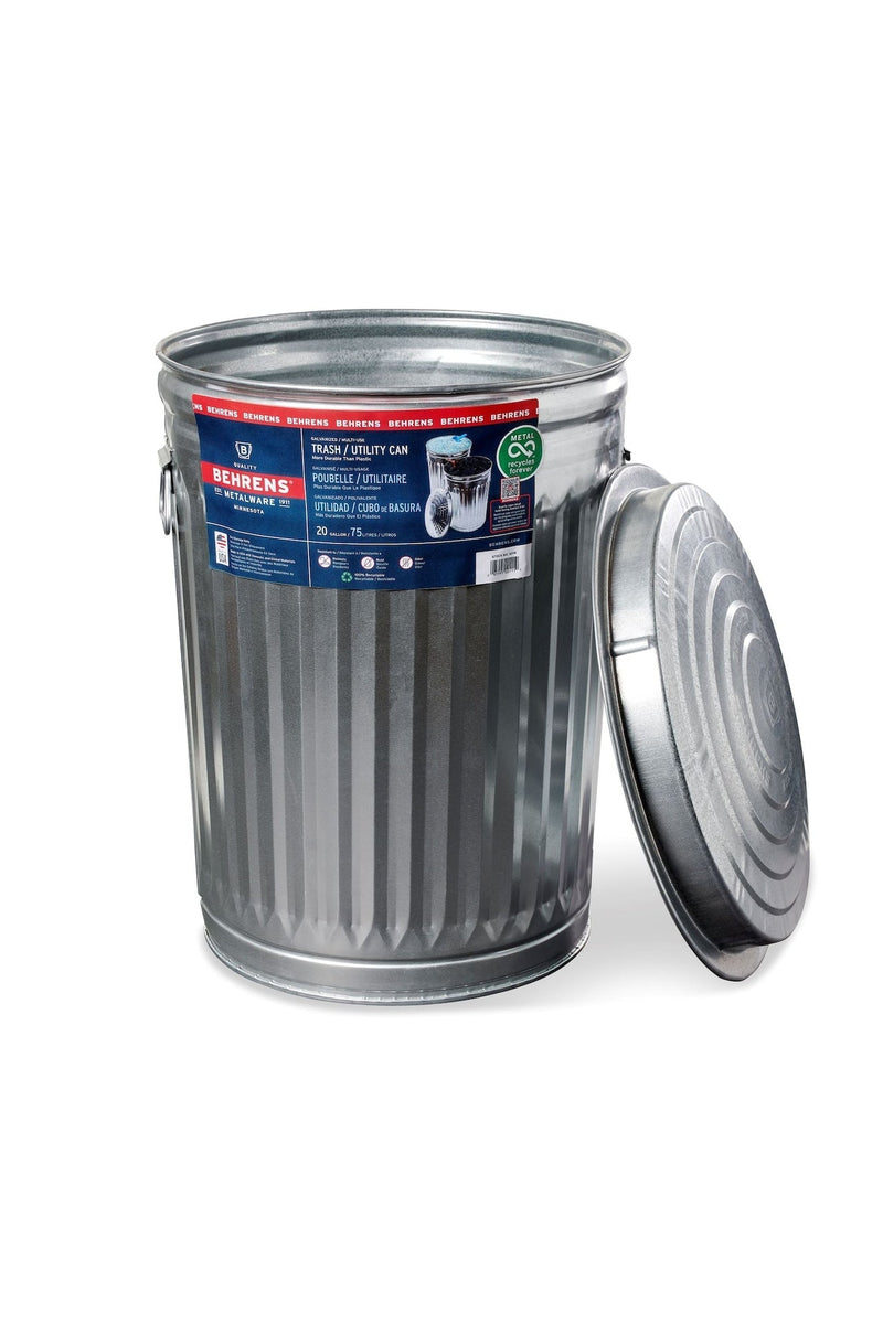 Galvanized Steel Circular Multi-Purpose Garbage Can, 75-L (19.8 US gal) Z1Y0