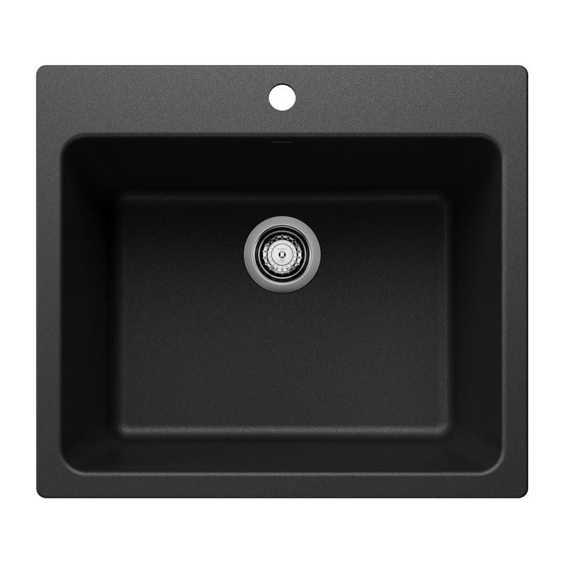 Liven SILGRANIT 25-in Single Bowl Dual Mount Laundry Sink, Anthracite L1R9
