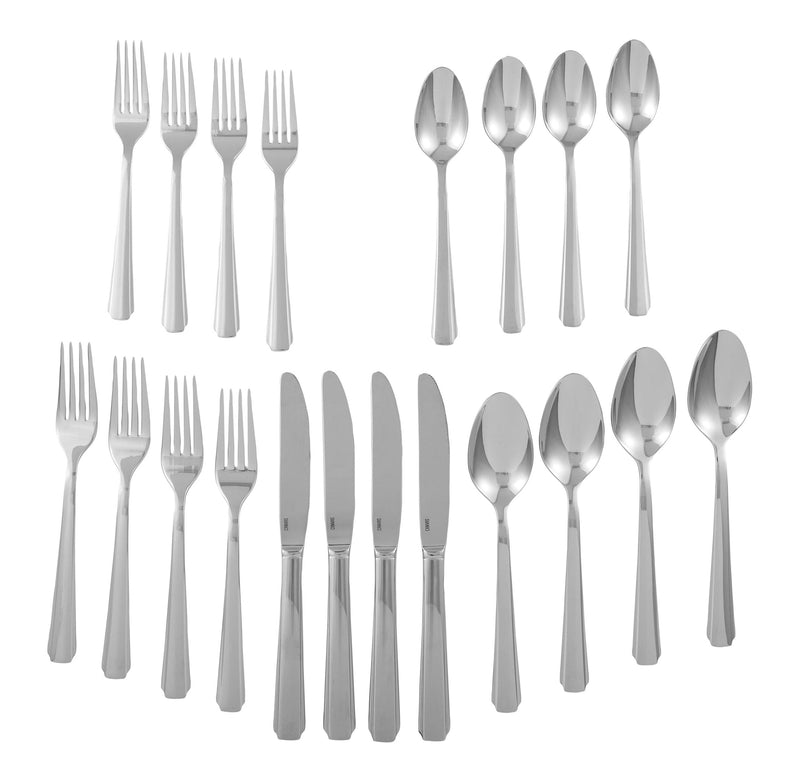 Bevelled Octagonal Flatware Set, Serves 4, 20-pc, with Mirror Finish M0E7