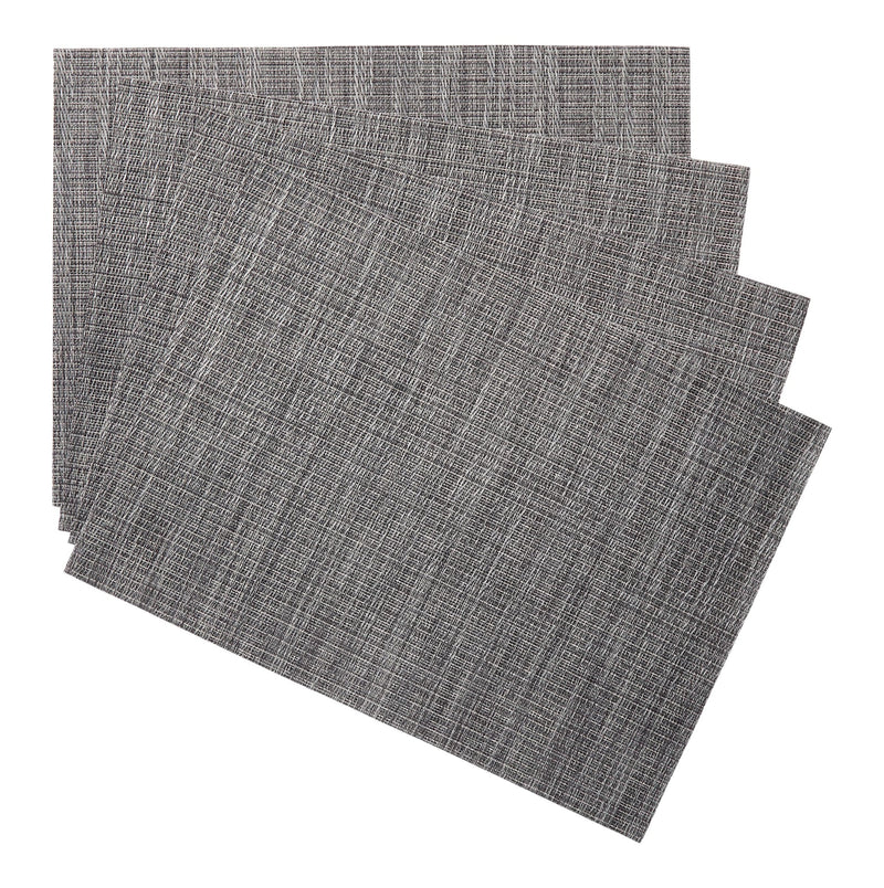 Lurex Rectangle Textilene Woven Placemat, Gunmetal, 13-in x 18-in, 4-pk B4C8