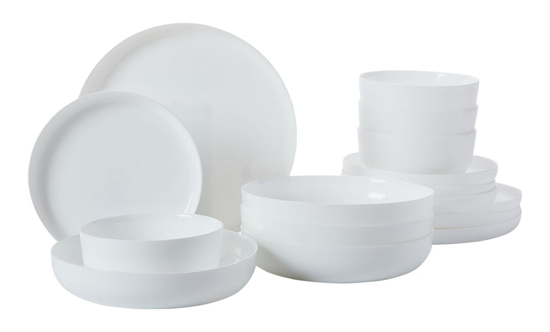 Opal Tempered Glass Modern Coupe Dinnerware Set, Serves 4, 16-pc X2V5