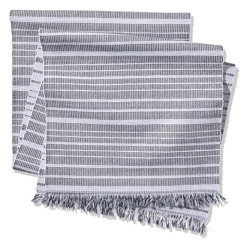 Two-Tone Ribbed Rectangular Cotton Table Runner, 84-in x 15-in A7P8