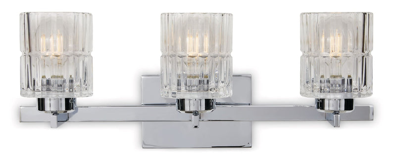 Waverly 3-Light Vanity Light Fixture with Clear Glass Shades, Chrome F4L8
