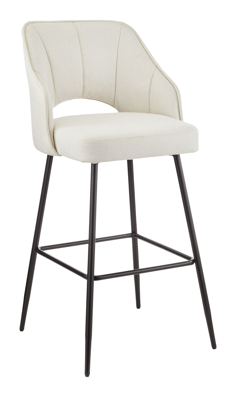 Yael Elegant Elevated Bar Stool with Back Rest, Creme C1L2